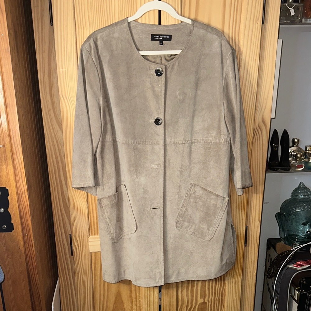 Jones New York Women's Beige Cape Suede Jacket